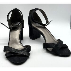 Coach And Four Womens Heel Sandals Strappy Buckle Block Heel‎ Black Size 8.5